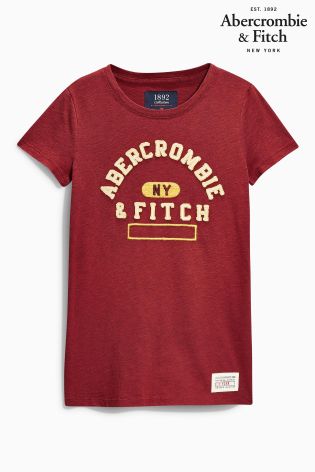 Burgundy Abercrombie & Fitch NY Logo T-Shirt